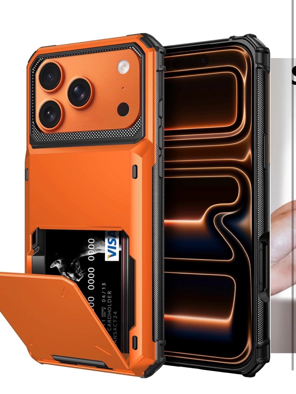 Rugged Orange Cardholder Phone Case